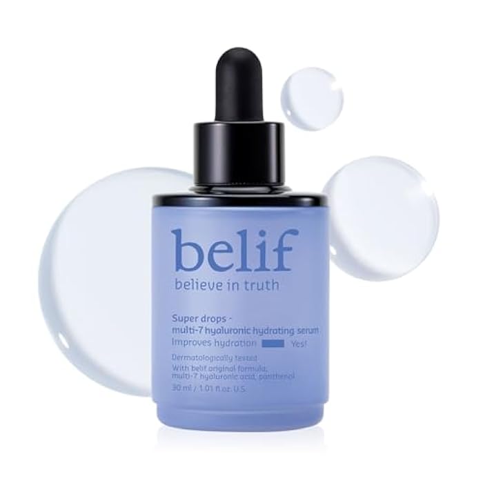 belif Super Drops Multi-7 Hyaluronic Hydrating Serum - 24-hr Moisturization, Hyaluronic Acid, Panthenol, Lightweight Daily Essence | Korean Skincare (1.01 fl. oz) - Image 1