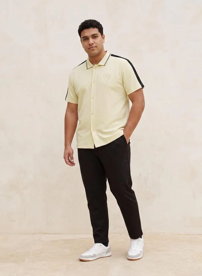 Maxim  Maxim Plus Regular Fit Collared Panelled Short Sleeves Shirt for Men | Best Price UAE