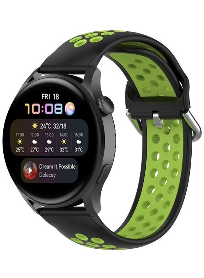 NIBEMINENT Two-Colour Silicone Replacement Strap Watchband For Huawei Watch 3/3 Pro 22mm Black - Image 4
