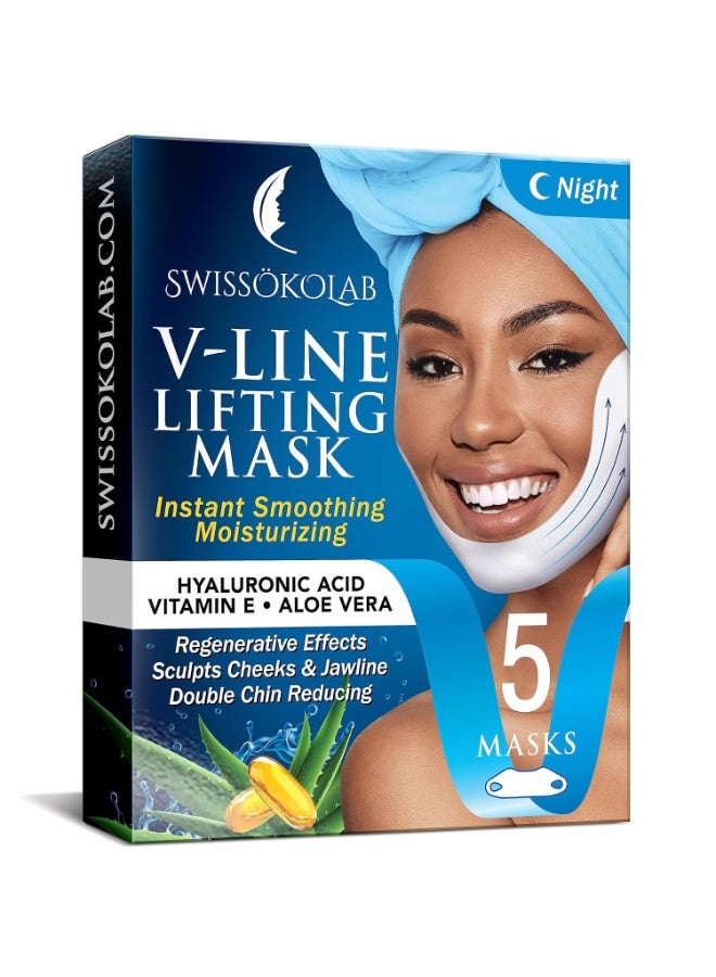SWISSOKOLAB SWISSÖKOLAB V shape lifting up Face Mask Chin Up Patch Double Chin Reducer Chin Contour Tightening Firming Face Lift Tape Mask V-Line Neck Lifting Patches V Shaped Slimming Face Mask 5 pcs - Image 1
