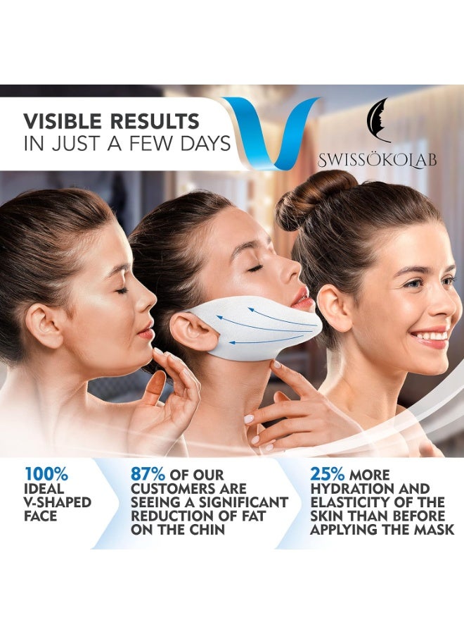 SWISSOKOLAB SWISSÖKOLAB V shape lifting up Face Mask Chin Up Patch Double Chin Reducer Chin Contour Tightening Firming Face Lift Tape Mask V-Line Neck Lifting Patches V Shaped Slimming Face Mask 5 pcs - Image 3
