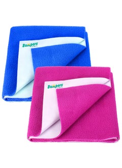 Bumpers The Baby Co. Bumpers Instadry AntiPiling Fleece Extra Absorbent Quick Dry Sheet for Baby Baby Bed Protector Waterproof Baby Sheet Washable Reausable SheetLarge Combo 140 x 100 cm Rani PinkRoyal Blue 