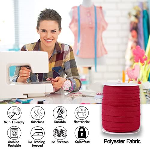 A ANYSSI Bias Tape Double Fold 1/2 inch, Double Fold Bias Binding Tape 55 Yards (Wine Red) and 4 Pieces Sewing Fabric Chalks for Crafts, Sewing, Seaming, Hemming, Piping, Quilting. - Image 3