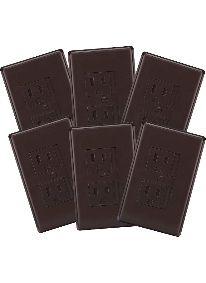 Safety Innovations 6-Pack Safety Innovations Self-Closing (1Screw) Standard Outlet Covers - an Alternative to Wall Socket Plugs for Child Proofing Outlets, (Espresso)  - Image 1