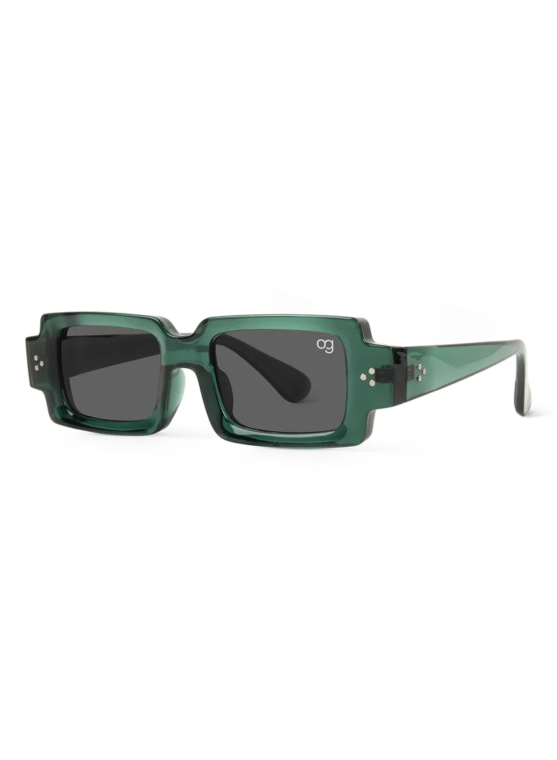 Woggles Designer Green Rectangle Sunglasses| Men & Women| 100% Uv Protection