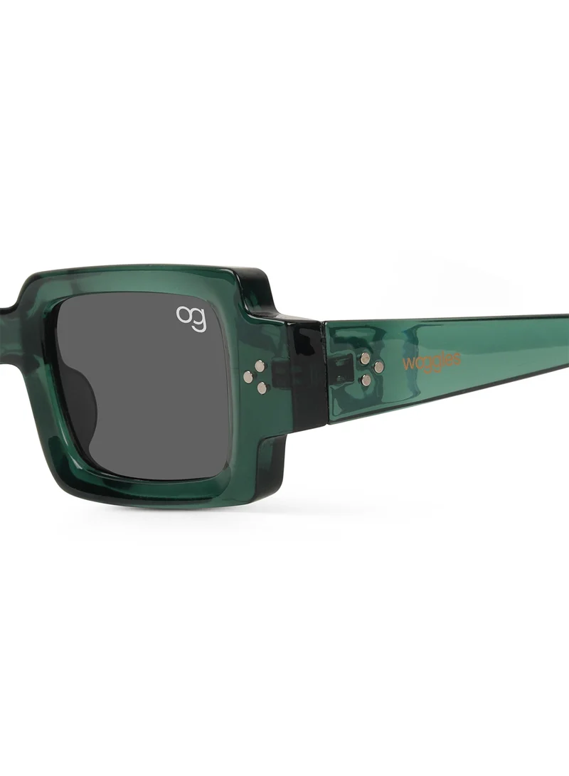 Woggles Designer Green Rectangle Sunglasses| Men & Women| 100% Uv Protection