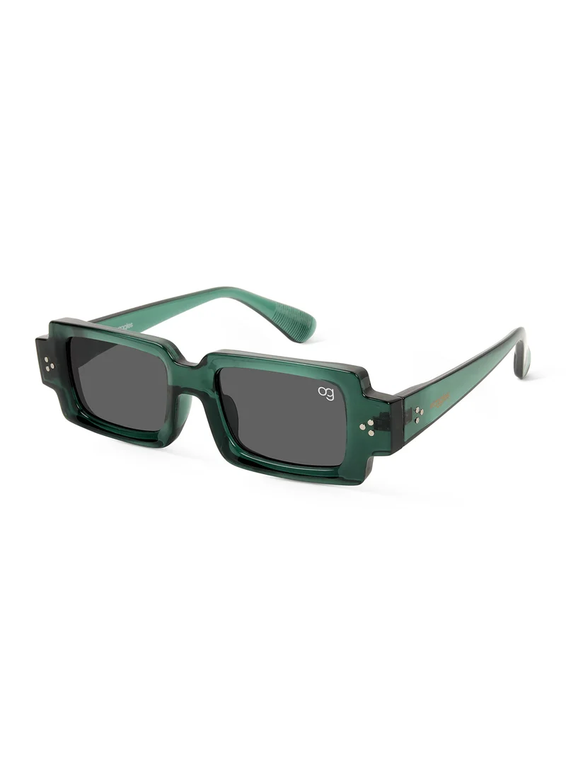 Woggles Designer Green Rectangle Sunglasses| Men & Women| 100% Uv Protection