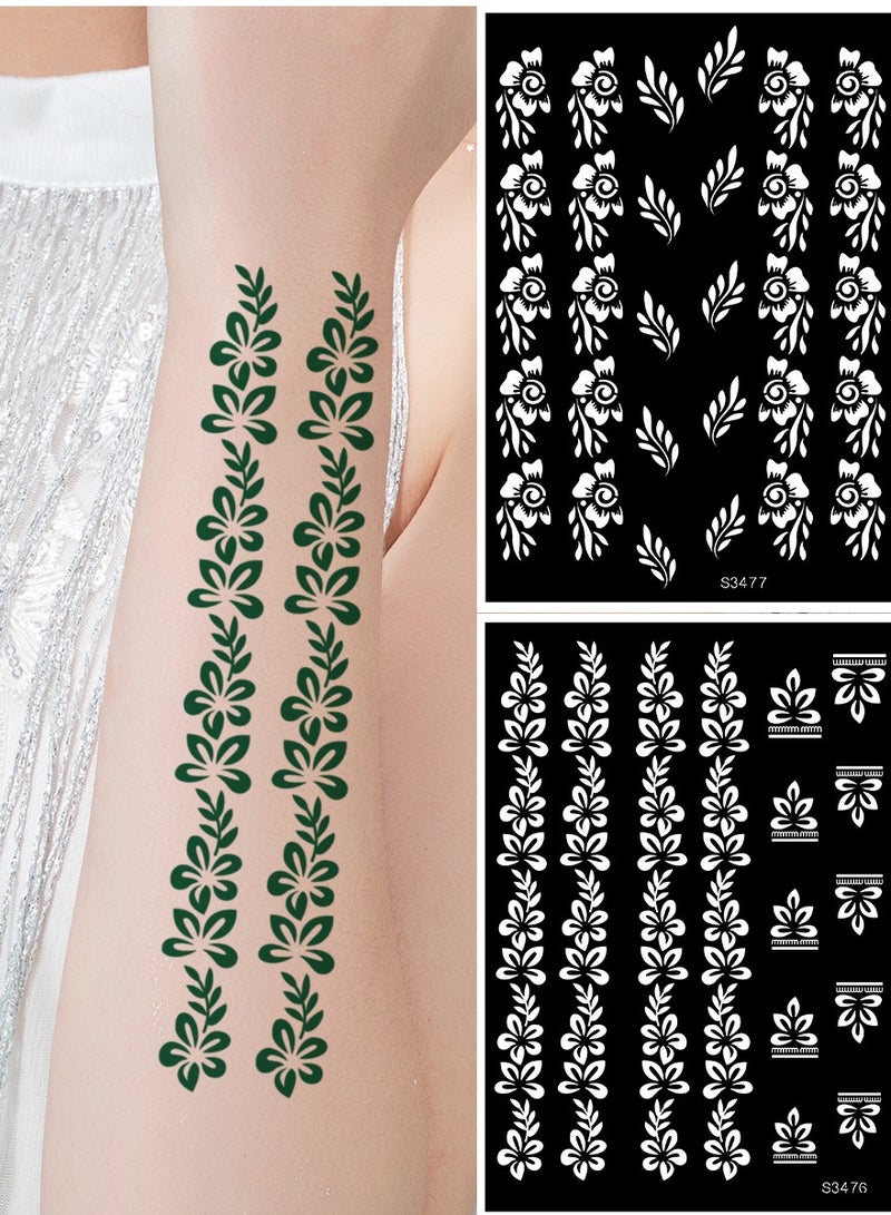 AROAQ استنسل وشم الحناء، قوالب وشم مؤقت هندي، ملصقات وشم متعددة الأغراض قابلة للإزالة، استنسل فني للجسم متين للنساء والفتيات والأطفال، (S3469) - Image 4