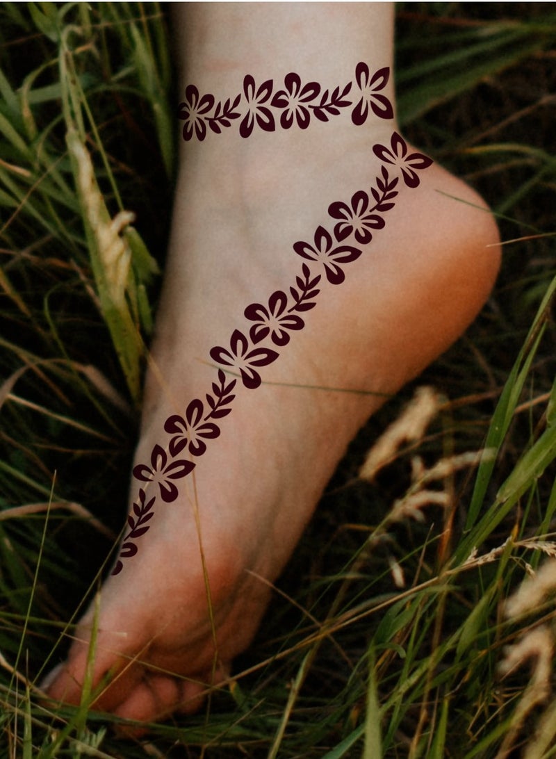 AROAQ استنسل وشم الحناء، قوالب وشم مؤقت هندي، ملصقات وشم متعددة الأغراض قابلة للإزالة، استنسل فني للجسم متين للنساء والفتيات والأطفال، (S3469) - Image 2