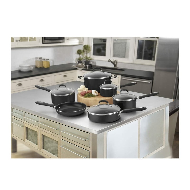 Cuisinart Advantage Nonstick Cookware Set, 11-Piece Pots and Pans Cooking Set with Aluminum Core for Quick and Even Heating, Easy Grip Handles, Dishwasher Safe, 55-11BK - Image 2