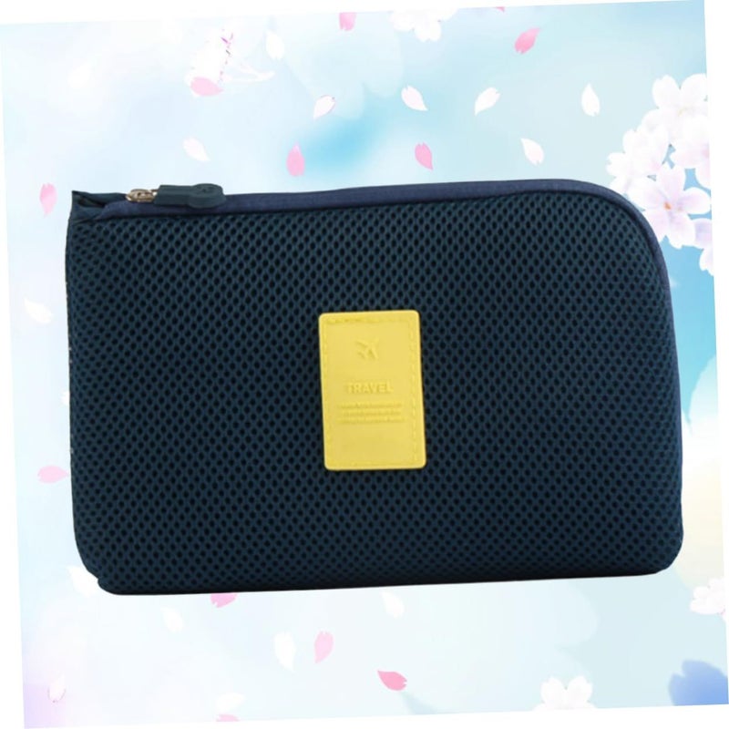 Travel Data Cable Charger Storage Bag Navy Large Organizer - Image 4