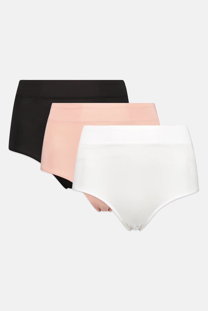 Lady Princess Women 3 Pack Plain Microfiber Briefs, Multicolor - Image 2