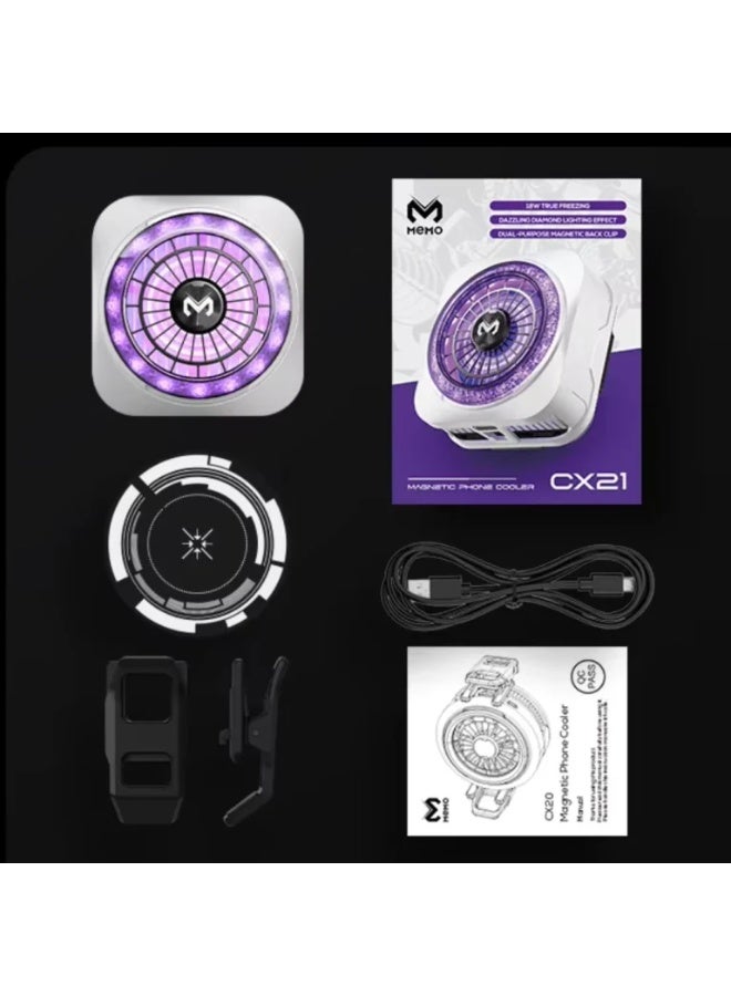 Memo CX21 Magnetic Phone Cooler – 18W Semiconductor Mobile Cooling Fan with RGB LED, Dual Airflow, Fast Ice Cooling, Magnetic & Clip-On Design, USB-C Gaming Cooler for iPhone & Android Smartphones - Image 4