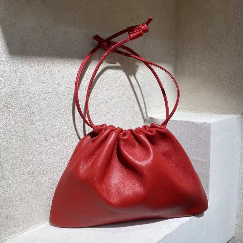 2025 Hobo Cloud Bag Women's Handbag Genuine Sheep Leather Drawstring Shoulder Bag - Image 2