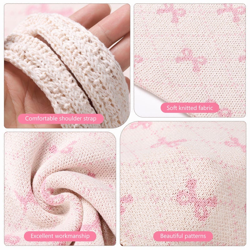 WantGor Crochet Bags, Beach Mesh Tote Bag Womens Shoulder Shopping Handbag Casual Travel Totes Bag Foldable Hobo Bags (Apricot Pink) - Image 5
