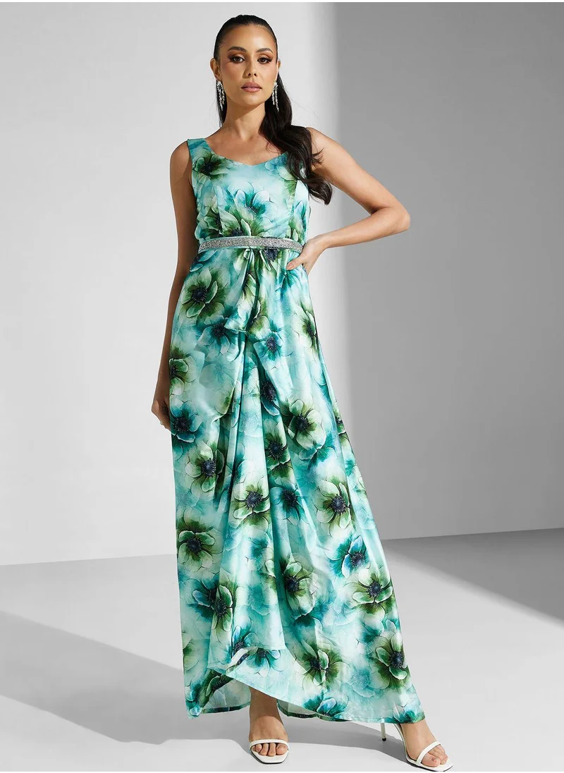 جولدن ابل Floral Print 2Pcs Dress