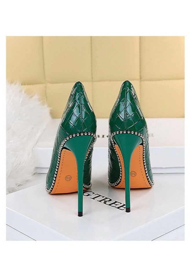BIGTREE Shallow Mouth Pointed High Heel 10.5CM Green - Image 2