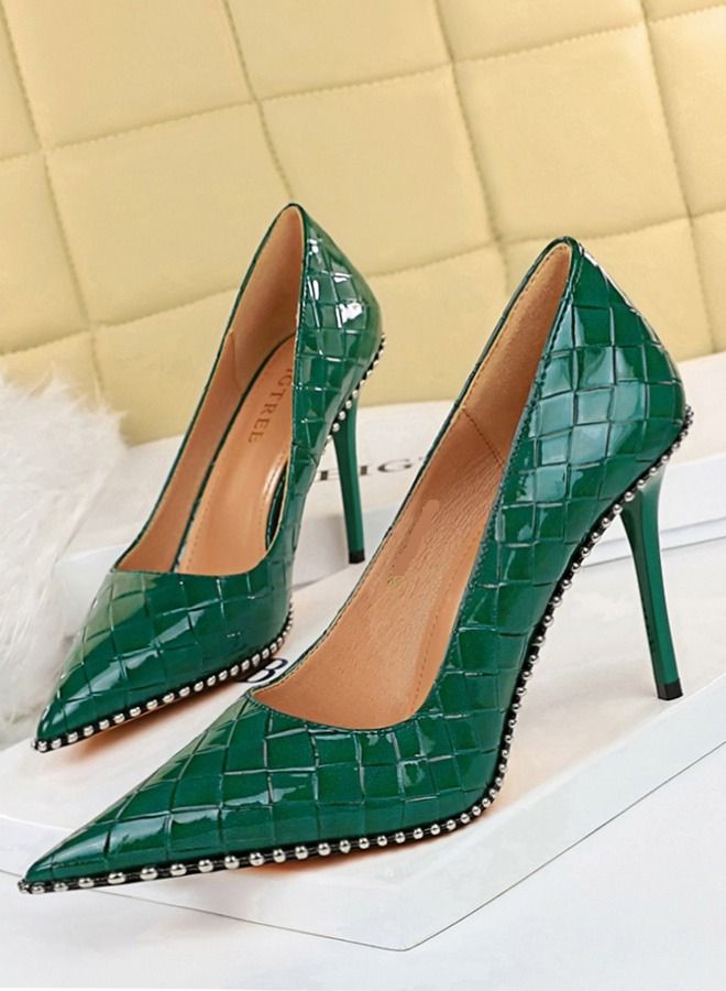 BIGTREE Shallow Mouth Pointed High Heel 10.5CM Green - Image 1