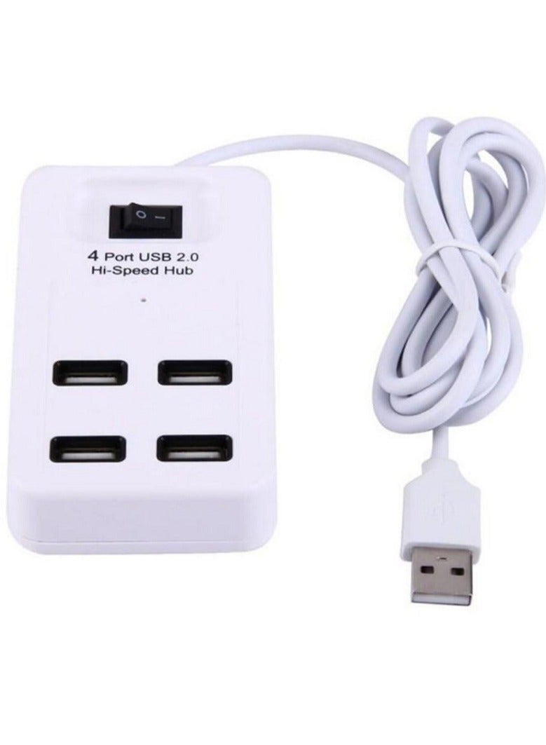 ELTRAZONE 4-Port USB 2.0 Hi-Speed Hub White