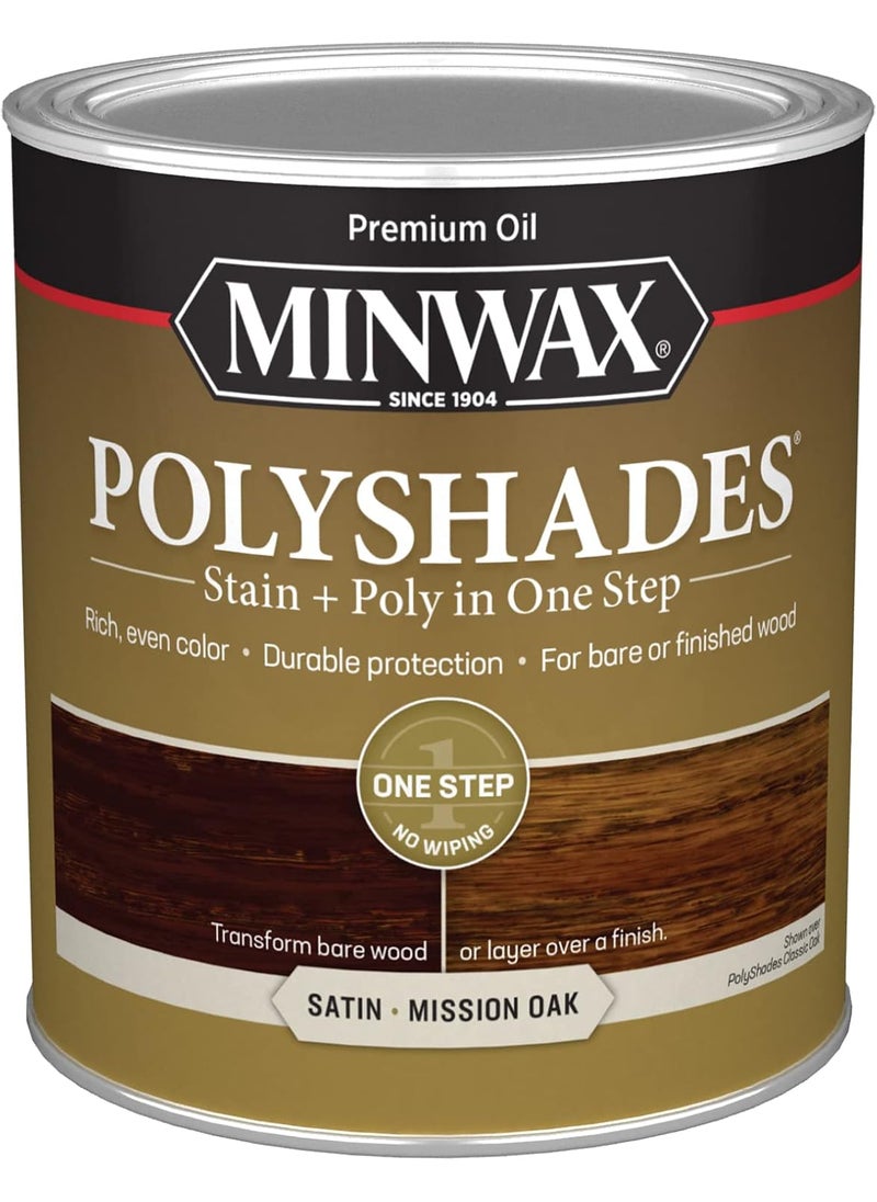 Minwax 1 qt Minwax 61385 Mission Oak PolyShades Wood Stain and Polyurethane Satin  - Image 1