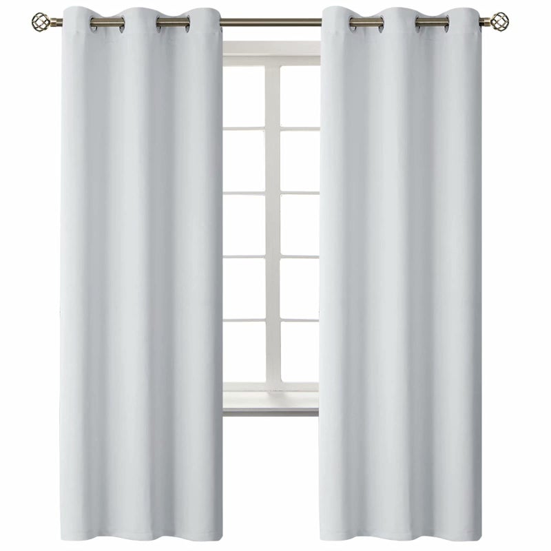BGment Bgress Room الستائر الستائر 72 بوصة - الستائر الحرارية المعزولة الحرارية ستائر معالجة النافذة لغرفة النوم 2 لوحات 42 × 72 بوصة رمادية بيضاء - Image 1