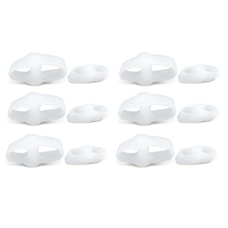 6 Pair Toe Spacers Bunion Corrector, Big Toe Straightener for Women and Men, Double Loop Gel Splint Separator, Soft Silicone Separator for Overlapping Toes and Alignment White, One Size - Image 1