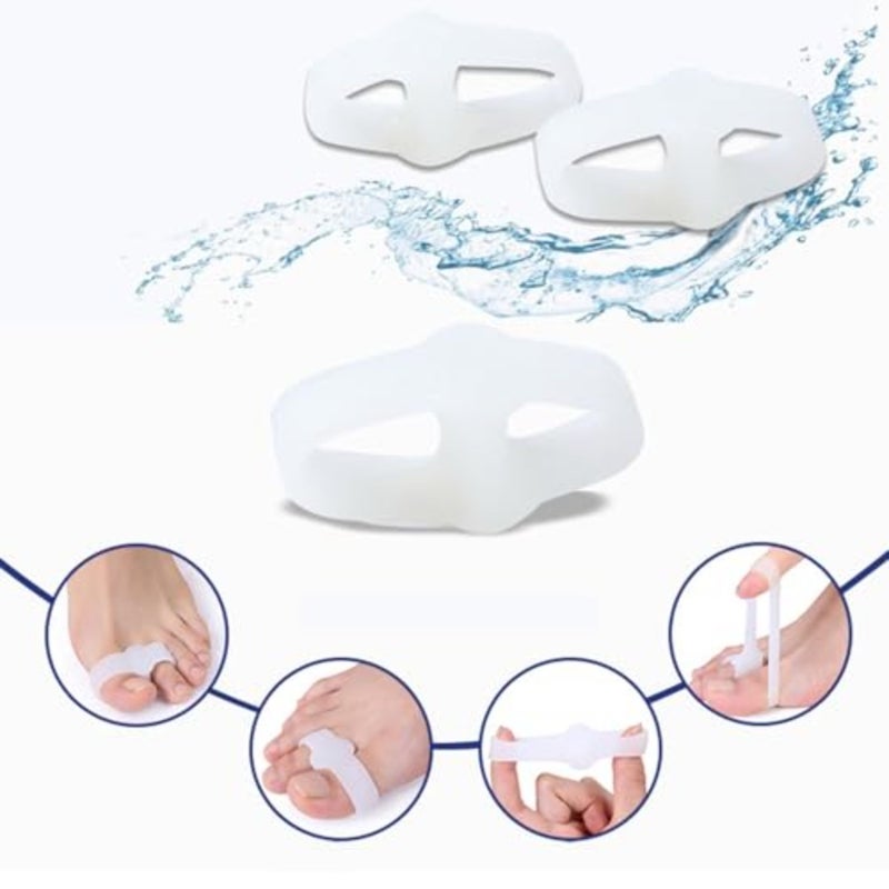 6 Pair Toe Spacers Bunion Corrector, Big Toe Straightener for Women and Men, Double Loop Gel Splint Separator, Soft Silicone Separator for Overlapping Toes and Alignment White, One Size - Image 4