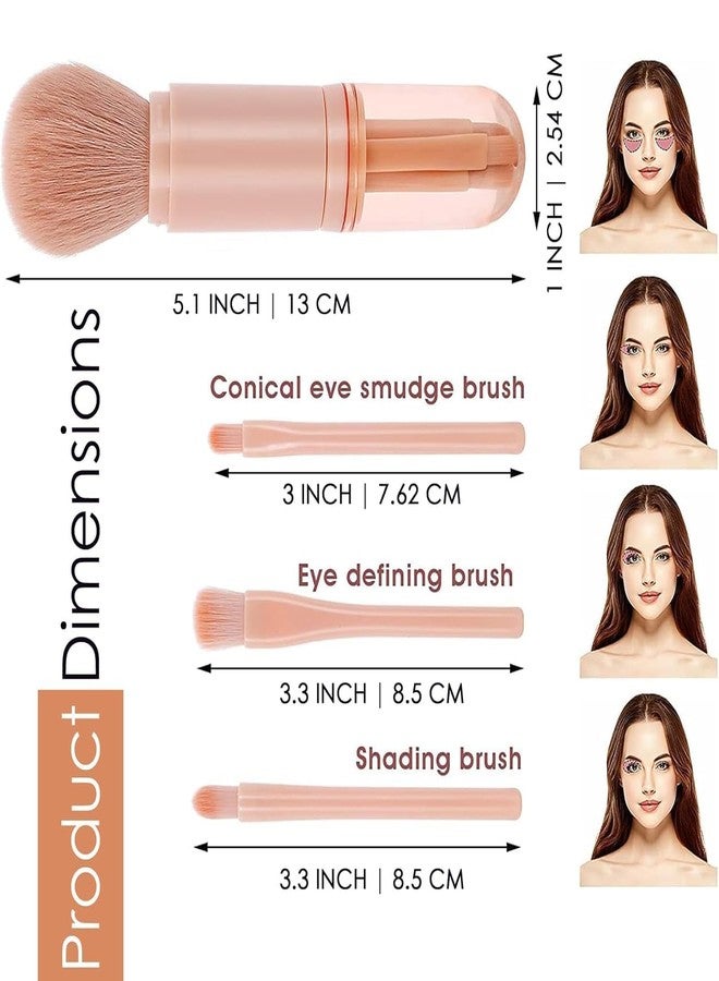 SARJAK 4 in 1 Makeup Brush Set with Cover, Travel Portable Cosmetic Brush Kit, Face Powder Blush Eye Makeup Brushes Combo, Compact Makeup Tools for Daily Use - Image 2