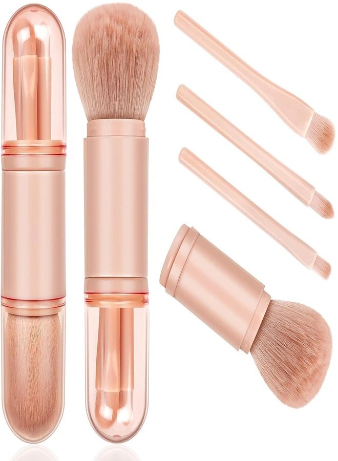 SARJAK 4 in 1 Makeup Brush Set with Cover, Travel Portable Cosmetic Brush Kit, Face Powder Blush Eye Makeup Brushes Combo, Compact Makeup Tools for Daily Use - Image 1