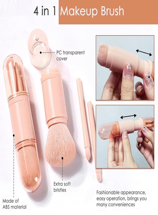 SARJAK 4 in 1 Makeup Brush Set with Cover, Travel Portable Cosmetic Brush Kit, Face Powder Blush Eye Makeup Brushes Combo, Compact Makeup Tools for Daily Use - Image 4