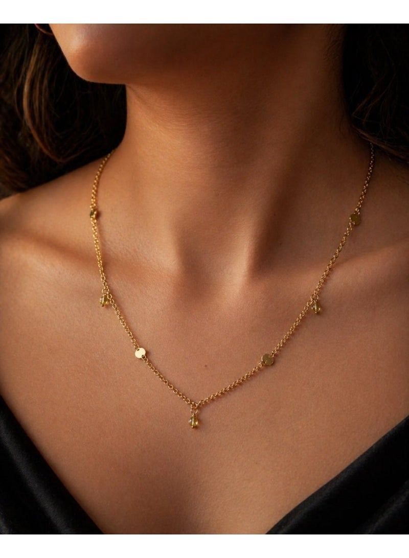 3Diamonds Gold Plated Minimal Beaded Necklace for Women - Image 1