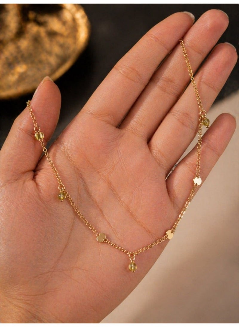 3Diamonds Gold Plated Minimal Beaded Necklace for Women - Image 3