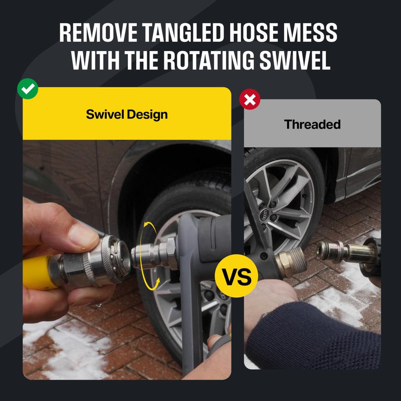 Active Swivel Pressure Washer Gun with an inbuilt 3/8â€ Inlet Male Swivel Plug for Pressure Washer Hose and 1/4â€ Female Quick Connect for nozzles, Wands & Foam Cannon for Home car wash and Detailing. - Image 3