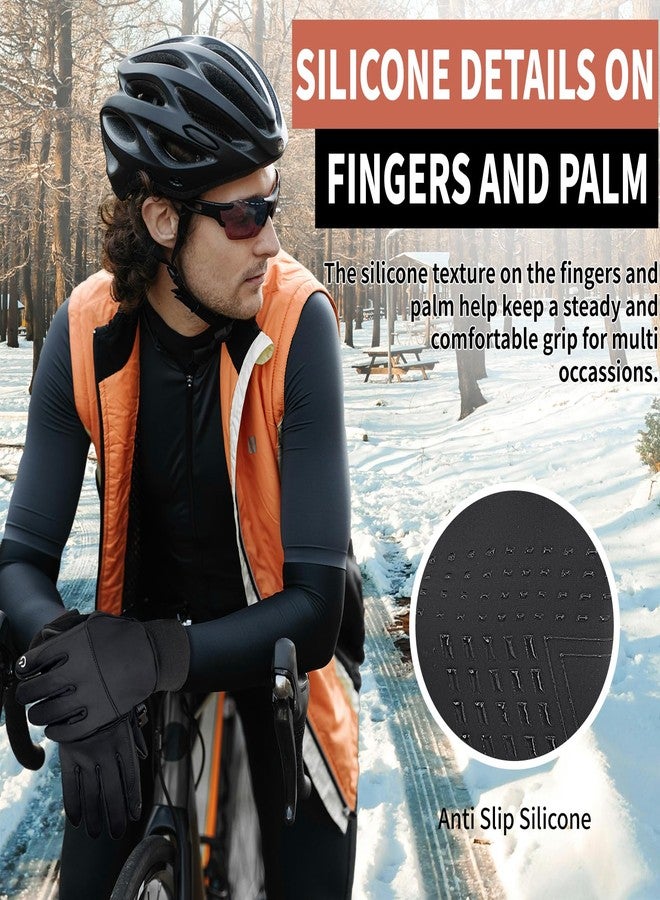HOPSOOKEN Winter Gloves for Men Women Touch Screen Waterproof Fleece Warm Windproof Thermal Gloves for Running Cycling Driving Hiking(Black,Medium) - Image 2