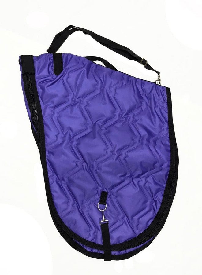 AJ Tack English Padded Saddle Carrier, Water-Resistant 420D Nylon Saddle Bag with Full Zipper Enclosure, Interior Securing Straps, Adjustable Shoulder Strap, Fits Most English Saddles, Navy Blue - Image 3
