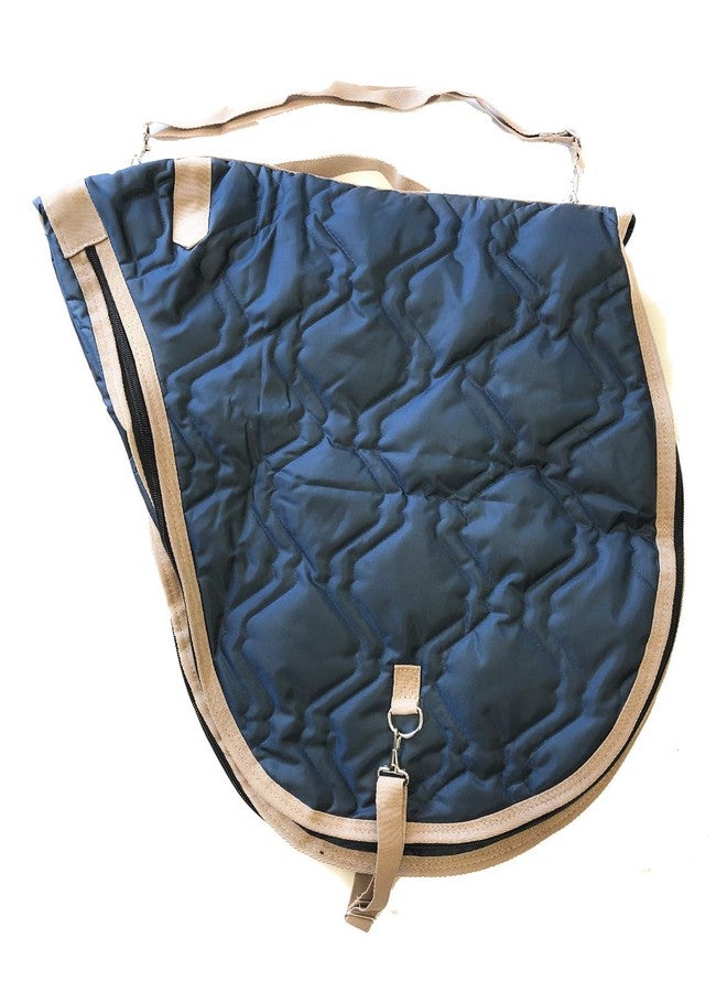 AJ Tack English Padded Saddle Carrier, Water-Resistant 420D Nylon Saddle Bag with Full Zipper Enclosure, Interior Securing Straps, Adjustable Shoulder Strap, Fits Most English Saddles, Navy Blue - Image 1