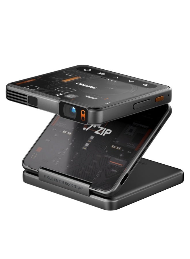 Aurzen ZIP Tri-Fold Mini Projector, Ultra Portable Pocket Projector, 720P DLP, 100 ANSI Lumens, Wireless Screen Mirroring (No WiFi), Bluetooth 5.4, 5000mAh Battery