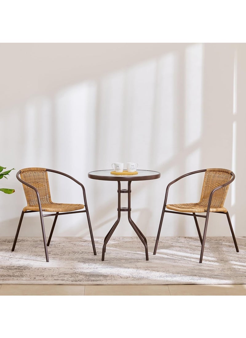 DubaiGallery - Garden Dining Set 3 Piece Outdoor Furniture Patio Dining Table and Chair Balcony Dinner Table Dinner Chair Poly Rattan Anthracite - Image 1