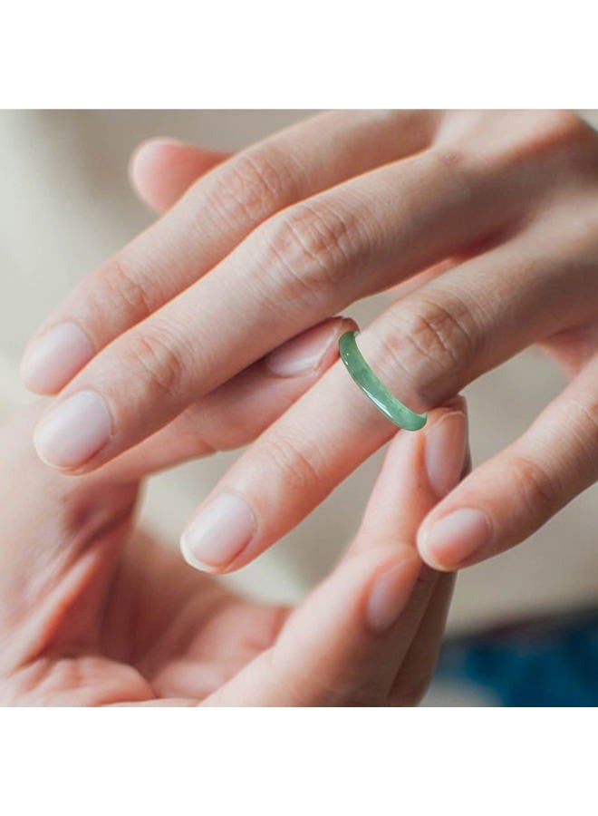 NAHARO Natural Green Jade Ring for Women,Good Luck Jewelry Natural Ring for Women with Gift Box (Green, 8) - Image 4