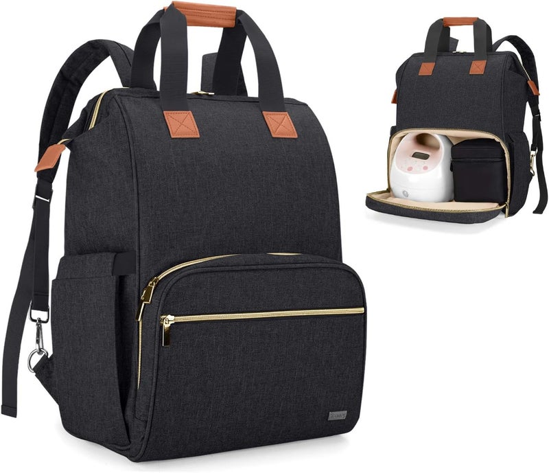 Teamoy Breast Pump Bag Compatible with Spectra S1,S2, Medela and Cooler Bag, Convertible Breast Pump Tote and Backpack with Laptop Sleeve for Working Moms, Black - Image 1