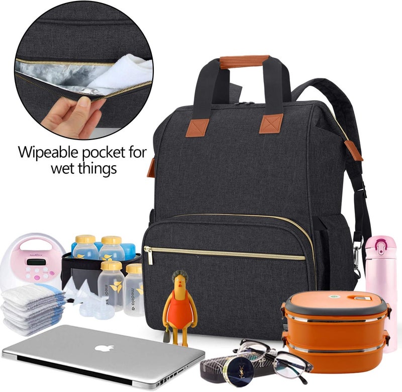 Teamoy Breast Pump Bag Compatible with Spectra S1,S2, Medela and Cooler Bag, Convertible Breast Pump Tote and Backpack with Laptop Sleeve for Working Moms, Black - Image 3