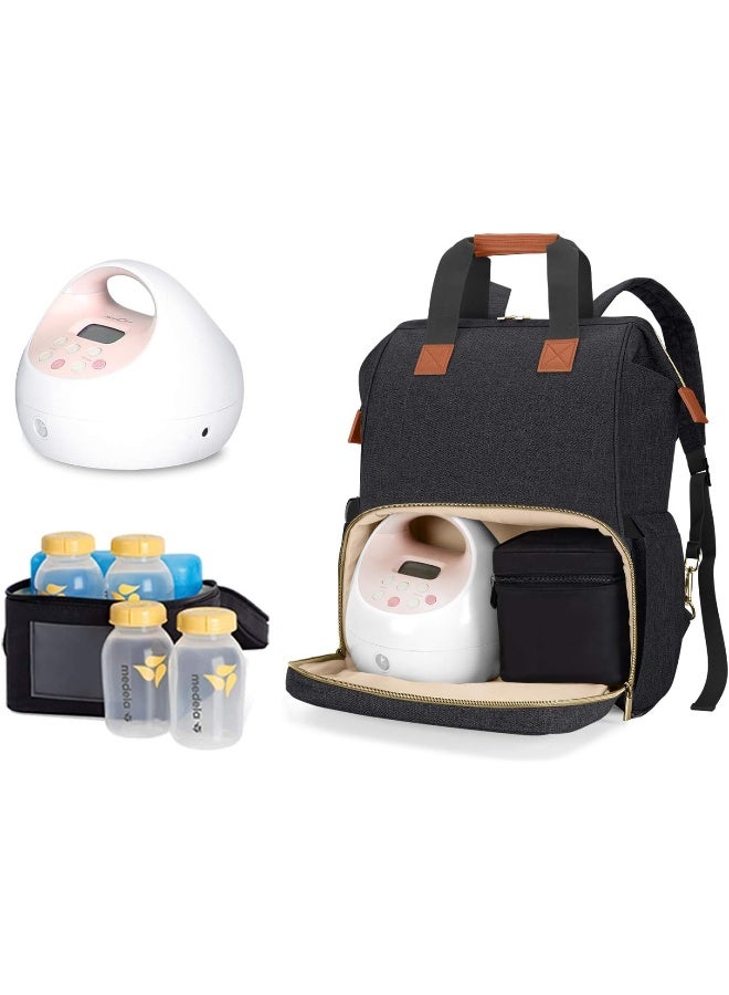 Teamoy Breast Pump Bag Compatible with Spectra S1,S2, Medela and Cooler Bag, Convertible Breast Pump Tote and Backpack with Laptop Sleeve for Working Moms, Black - Image 2