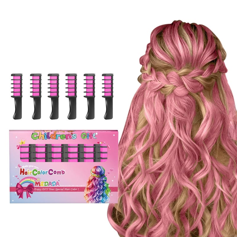 MSDADA New Hair Chalk Comb Temporary Hair Color Dye for Girls Kids with Light Color Hair Washable Hair Chalk for Girls Age 4 5 6 7 8 9 10 Birthday Cosplay DIY Easter Stocking Suffer Pink