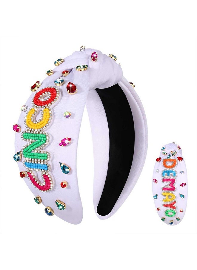 CEALXHENY - Mexican Headbands Cinco De Mayo Headband For Women Beaded Pinata Sombrero Chili Cactus Fiesta Headband Jeweled Rhinestone Knotted Headband Mexican Fiesta Hair Accessories Gifts (Cinco De Mayo) - Image 1