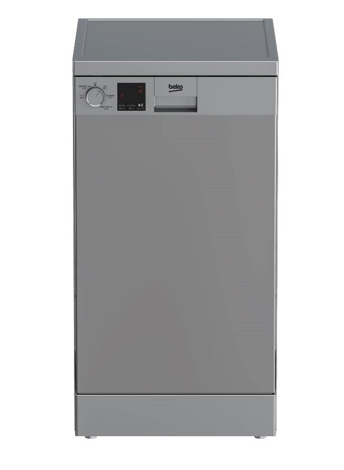 Beko Dishwasher 45 cm 5 program 10 person Silver LED Display Half load time delay 10 kg DVS05020S Silver - Image 1
