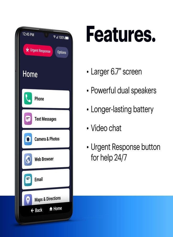 لايفلي هاتف Lively Jitterbug Smart4 الذكي لكبار السن - هاتف محمول لكبار السن - غير متوافق مع شركات الاتصالات اللاسلكية الأخرى - يجب تفعيله مع باقة Lively Phone - Image 2