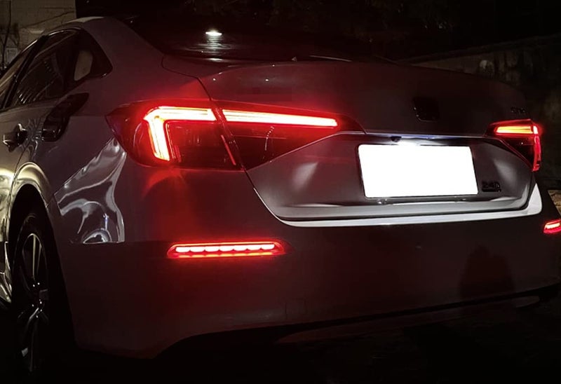 iJDMTOY مصابيح LED كاملة لعاكس الصدام الخلفي بديل لمصابيح LED متوافقة مع هوندا سيفيك سيدان 2022 وما بعدها، تعمل كأضواء خلفية، فرامل وأضواء ضباب خلفية (عدسة حمراء داكنة) - Image 5