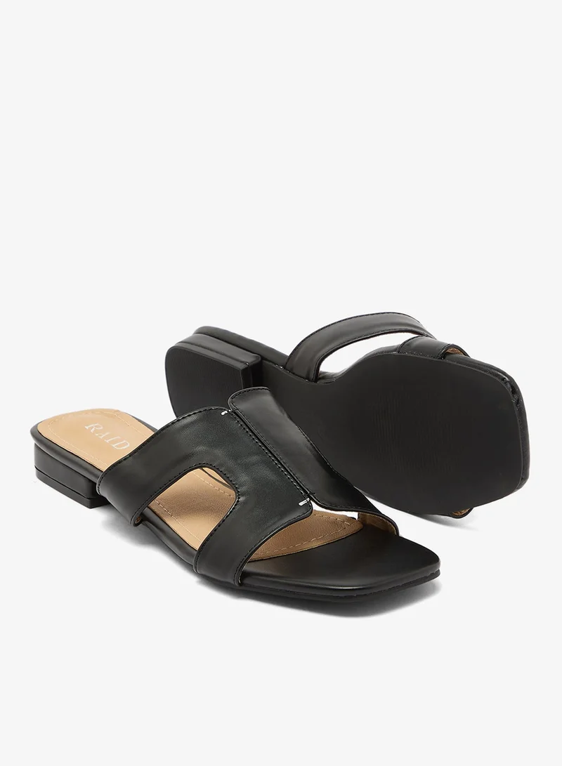 Raid BLACK PU Multi Strap Flat Sandal for Women | Best Price UAE