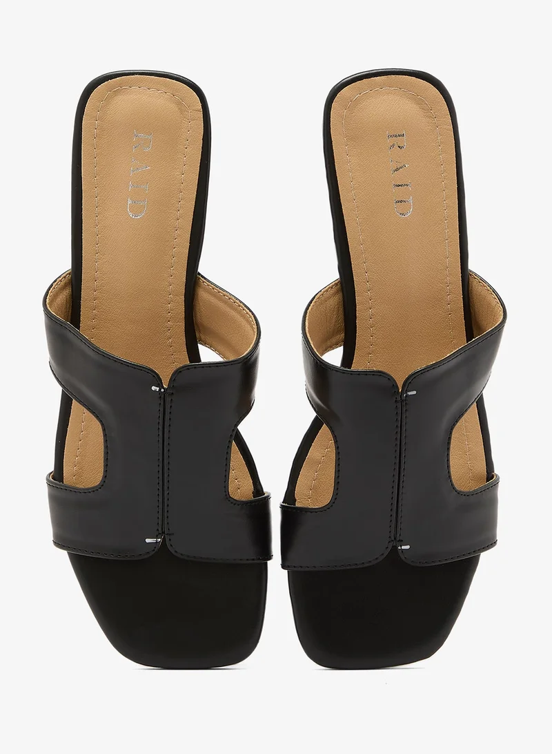 Raid BLACK PU Multi Strap Flat Sandal for Women | Best Price UAE