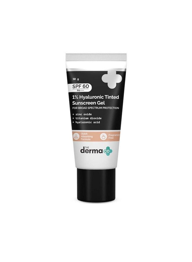 THE derma Co جل وقاية من الشمس ملون بنسبة 1% من الهيالورونيك بمعامل حماية من الشمس 60 Pa++++ بدون قالب أبيض خفيف الوزن وحماية واسعة النطاق 30 جم - Image 2